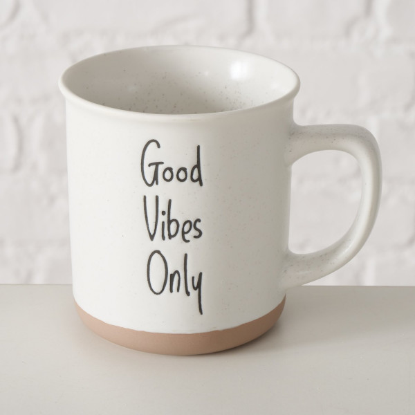 Boltze Kaffeebecher Vibo Keramik mit Text Good Vibes Only