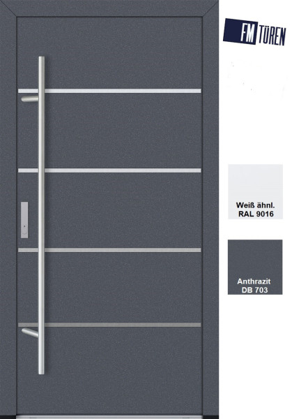 FM Aluminium Haustüre AC68 Serie Modern Modell 02 Anthrazit DB703