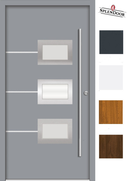 Splendoor Haustür Passivedoor Premium Mod. B03 Verkehrsgrau ähnl. RAL 7042