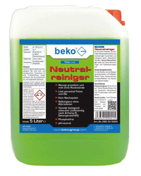 Beko TecLine Neutralreiniger 5 Liter Kanister